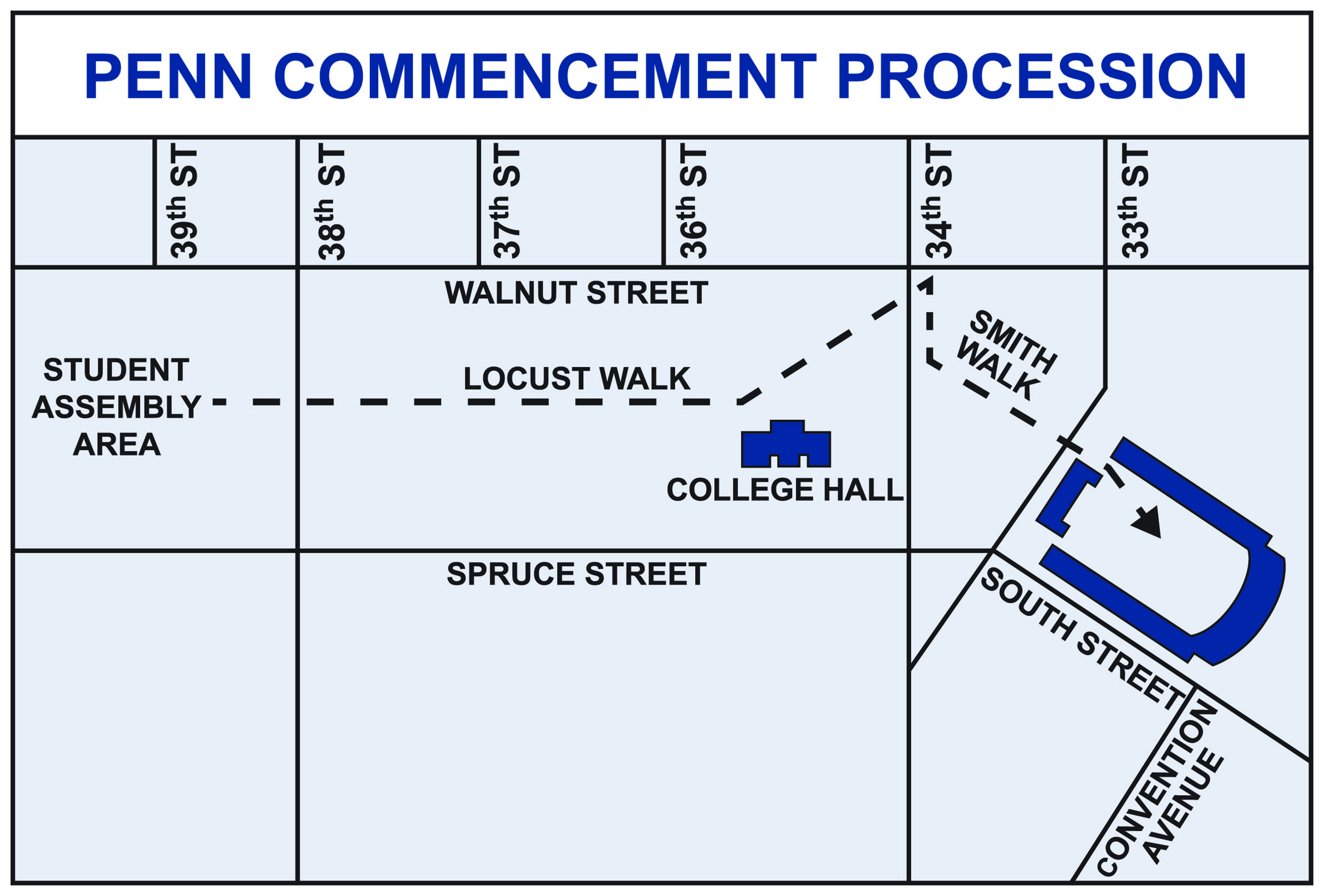 diagram of Penn Commencement Procession