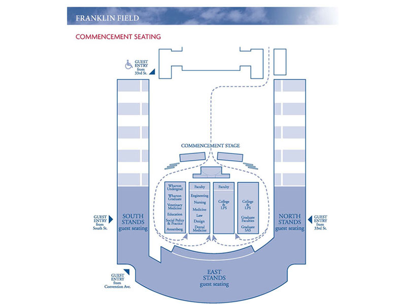 diagram of commencement seating on franklin field