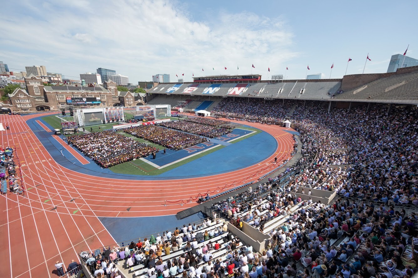overhead view of franklin field commencement