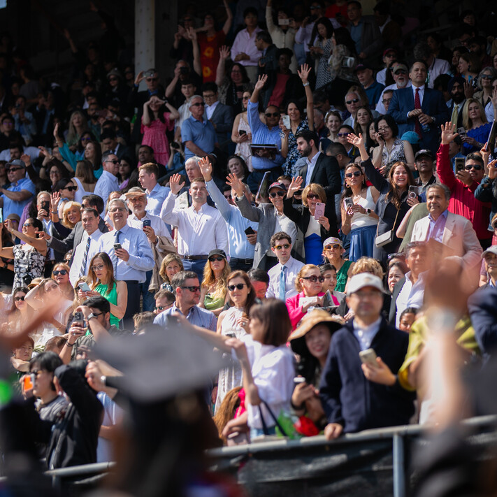 Guests watching the commencement ceremony in Franklin Field